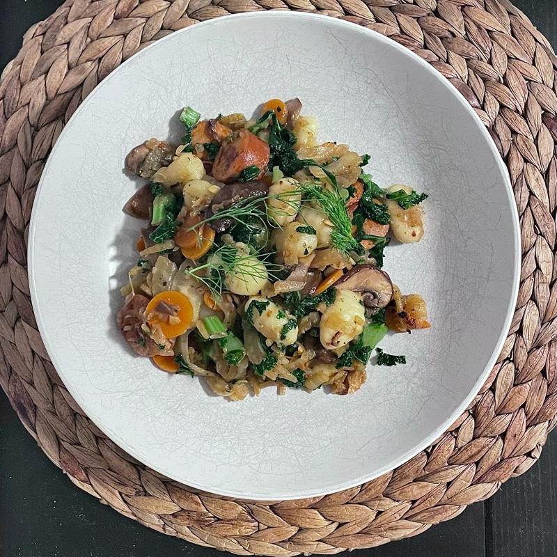 Recipe | Gnocchi with Fennel, Kale, and Chicken Sausage